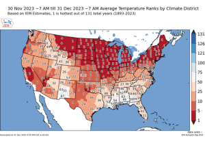 December a Record-Warm Month for Northern US
