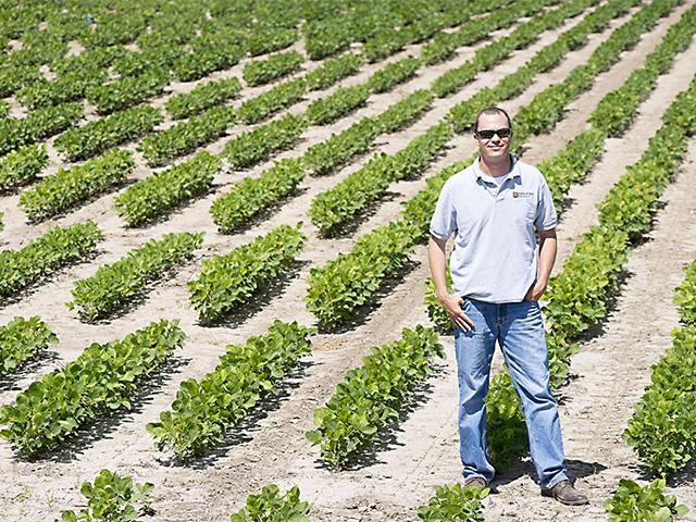 A team of researchers, including University of Missouri's Andrew Scaboo, shown here, are working to uncover the secrets of a gene that could extend the life of the SCN resistance used in plant breeding. (Photo by Jason Jenkins)