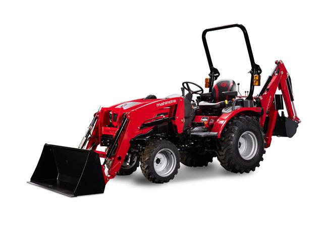 Mahindra is adding cabs to its new compact and subcompact models (heat and air in its 2126 cabs) with telematics, operator-friendly features and a backhoe. (Photo courtesy of Mahindra Tractors)