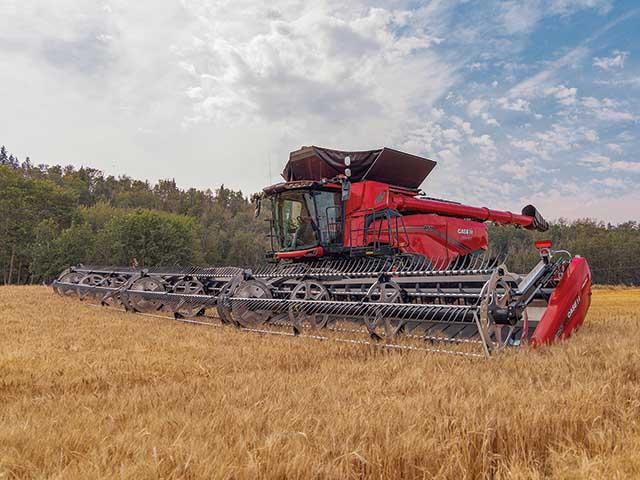 The AF11 matches a 775-hp engine and 567-bushel grain tank with Case IH's first-ever dual rotor, the AFXL2 drive, to what Case IH says are industry-leading levels of harvesting capacity. (Photo courtesy of Case-IH)