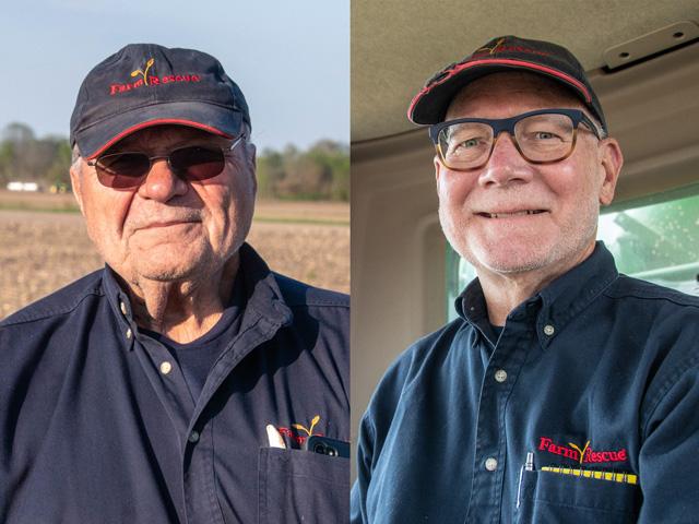 Volunteers Emil Baranko and Michael Wilson received the 2023 Good Samaritan Award from Farm Rescue, a nonprofit that provides free planting, haying, harvesting, commodity hauling and livestock feeding assistance to farm families experiencing major illness, injury or natural disaster. (Photos courtesy of Farm Rescue)