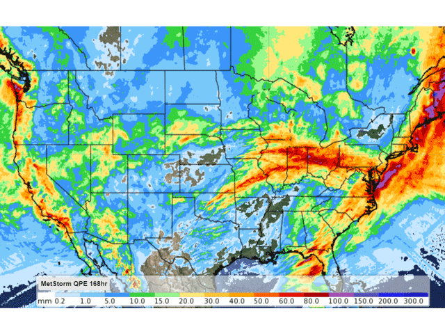 Rainfall during the week leading up to April 2 has been heavy across many areas of the Corn Belt and some other spots as well. Areas in yellow are generally over an inch of liquid equivalent. (DTN graphic)