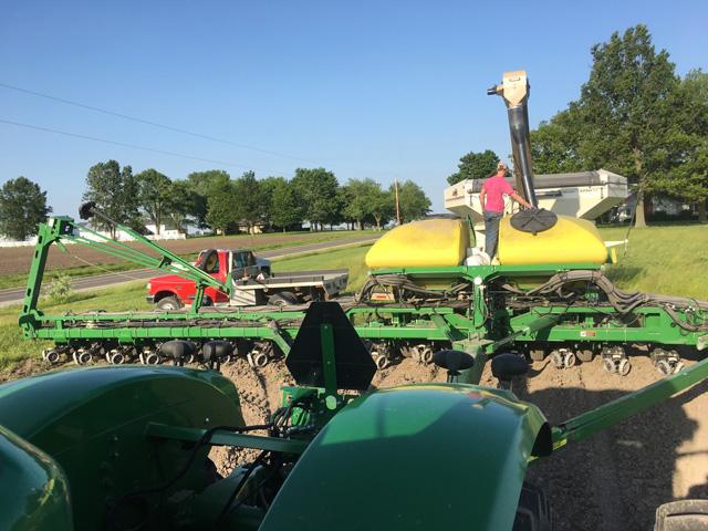 Avoid sticky situations by checking the condition of seed in the planter. (DTN photo by Pamela Smith)