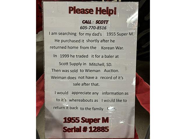 Scott McManus, a farmer and International farm equipment enthusiast from Fulton, South Dakota, is looking for his late father's Farmall Super M tractor. (Laminated image by Scott McManus)