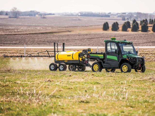 John Deere is launching gas- and diesel-powered XUVs with 4,000 pounds towing and a GreenStar Ready option. (Photo courtesy of John Deere)