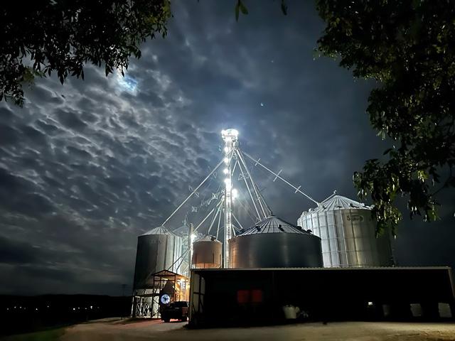 The lights often burn late at Affinity Farms at New Haven, Kentucky. It could mean Quint Pottinger is bagging more deer corn for a customer or getting a truck ready for next-day delivery at the distillery. (Photo courtesy of Quint Pottinger)