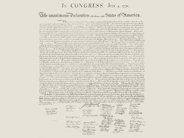 The Declaration of Independence is a seminal document in history. Its ringing declaration of the equality of all men and their possession of rights was as important as the formal statement of political separation from Britain. (Public domain image)