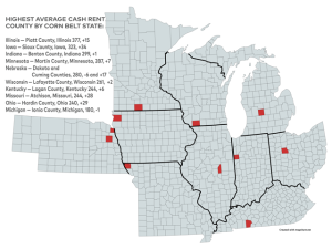 USDA Survey Shows Top 10 Cash Rent Averages by County in Corn Belt