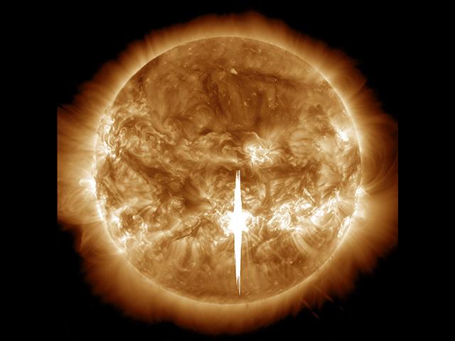 NASA has released this image of Thursday's X9.0 solar flare. It is the biggest flare observed since 2017 and affected radio transmissions on Earth. (DTN image courtesy of NASA/Solar Dynamics Observatory)