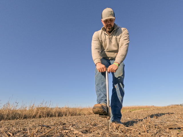 Zach Grossman, Tina, Missouri, helped DTN with a soybean cyst nematode (SCN) testing project last fall. (DTN photo by Jason Jenkins)