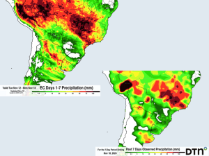 South America Observed Rainfall Lower Than Forecast