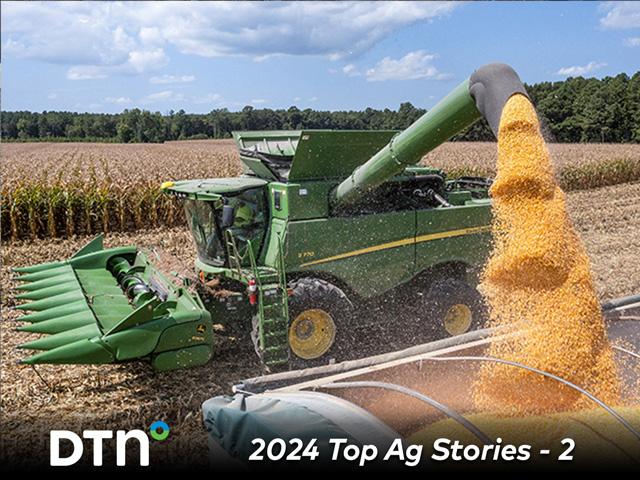 Corn production hit its third highest total and soybeans just narrowly missing a record in 2024. (DTN/Progressive Farmer photo by Joel Reichenberger)