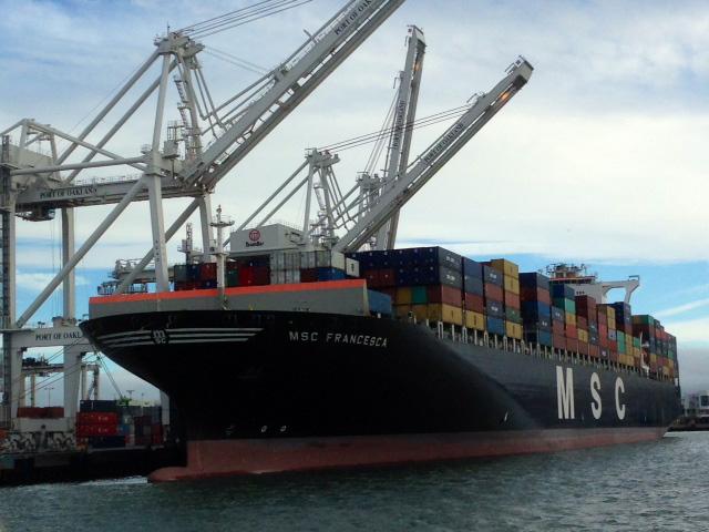 A ship docked at the Port of Oakland, California. The port is included among the major projects in the new Water Resources Development Act of 2024 to deepen, which would allow for even larger ships to dock there. The House on Tuesday voted 399-18 to pass a new WRDA bill. (DTN file photo)