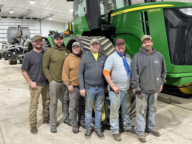 Striving for better wheat is a team effort for the southwestern North Dakota Messer family, which includes, from left, Jadon, Travis, Mark, Jerry, Scott and Greg. (Photo courtesy of Messer Beaver Creek Ranch)
