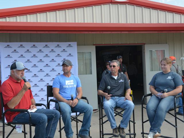 At Husker Harvest Days, Nebraska Farm Bureau President Mark McHargue, left, had a panel discussion with farmers Chad Nienhueser and Bruce Williams, along with Farm Bureau economist Abygail Streff, to highlight some of the challenges in the farm economy. (DTN file photo by Chris Clayton)