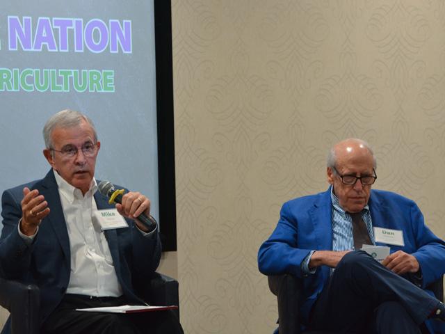 Former Secretaries of Agriculture Mike Johanns and Dan Glickman discuss some of the current challenges facing agriculture and the need for long-term planning to counter competition from Brazil and build domestic industry around agriculture. (DTN photo by Chris Clayton)