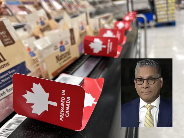 Canadian shoppers see more products labeled as made or produced in Canada since trade disputes began flaring up earlier this year. Manitoba's new trade envoy said he is focused on highlighting the agricultural positives of the USMCA deal. (DTN/Progressive Farmer photo by Chris Clayton; Richard Madan photo courtesy of CBC)