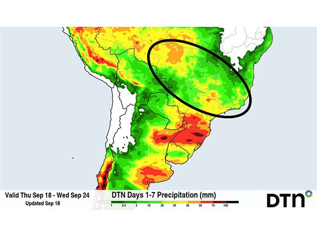 Central Brazil May Get Widespread Rain Next Week, Likely Kicking Off Wet Season Rainfall