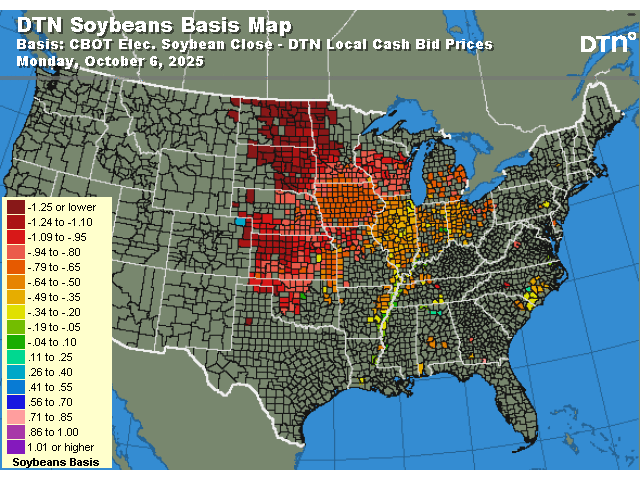 A large overall U.S. grain crop and no new soybeans sold to China are creating a challenging storage scenario for farms and elevators. (DTN graphic)