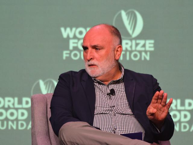 Jose Andres, a chef who started food kitchens to help during humanitarian disasters, joined World Food Prize laureates on Wednesday to call for doubling global investments in food aid and agricultural development. (DTN photo by Chris Clayton)