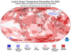 Persistent World Warming Continued in October 2025