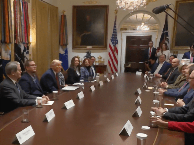 President Donald Trump with Treasury Secretary Scott Bessent and Agriculture Secretary Brooke Rollins announced some details of a $12 billion aid package for farmers during a roundtable event Dec. 8 at the White House. (Screenshot from White House livestream)
