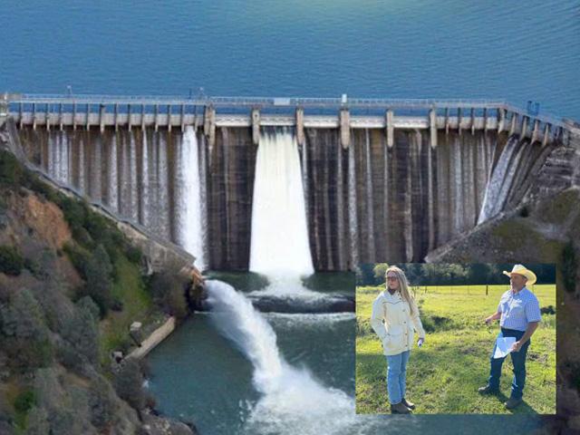 Rich Brazil and his daughter Keely Brazil Covello were part of a group of northern California farmers and others who met with Agriculture Secretary Brooke Rollins last week in a roundtable to explain their opposition to removing the Potter Valley dams by utility giant Pacific Gas & Electric (PG&E). (Scott Dam photo courtesy of PG&E, other photo courtesy of Rich Brazil)