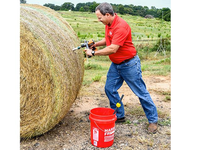 Greg Pittman, Extension coordinator in Jackson County, Georgia, recommends testing at least 10 percent of the bales in every field, every cutting. (Becky Mills)