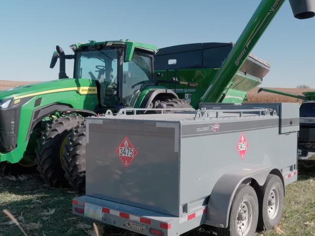 John Deere has been testing its E98 8R in Illinois and Iowa. While it works to build its 9.0-liter ethanol engine for the rigors of farming, Deere has also partnered with the National Corn Growers and state groups to address other issues, such as the logistics of moving E98 from farm to field. (Photo courtesy of John Deere)