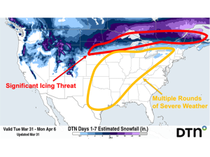 Daily Active Weather Includes Severe Storms, Ice, Snow Rest of This Week
