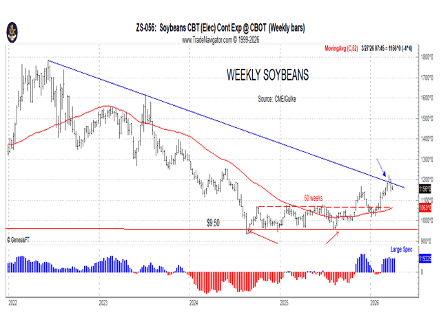 The two red arrows on this chart show the Aug. 30 dates of 2024 and 2025 and reflect very well what happened after. (Chart by Gulke Group)