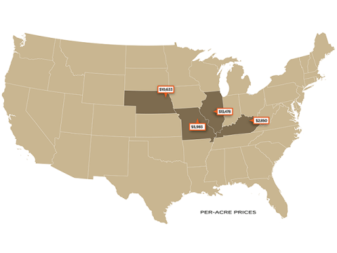 Recent Farm Sales in Illinois, Kentucky, Missouri, Nebraska