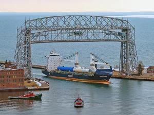 First Ocean Going Ship Arrives in Port of Duluth-Superior