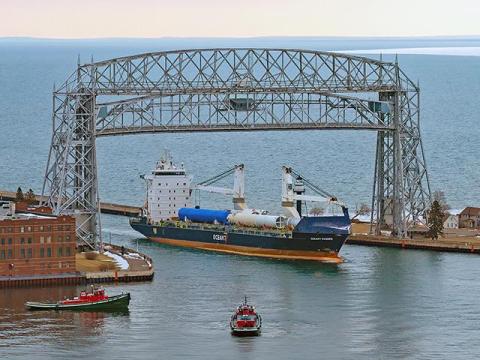 First Ocean Going Ship Arrives in Port of Duluth-Superior